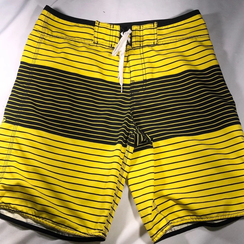 Billabong Yellow and Black Striped Board Shorts - Picture 2 of 7